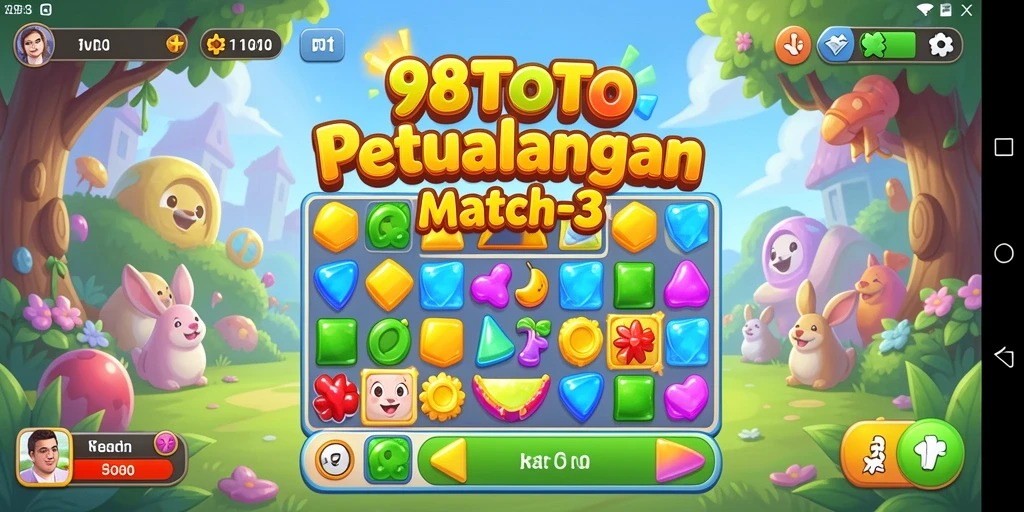 Tangkapan layar menunjukkan gameplay seru dari 98TOTO Match-3.