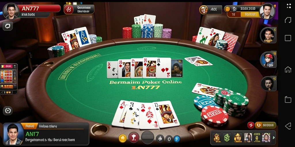 Tampilan menarik dari gameplay Poker di AN777.