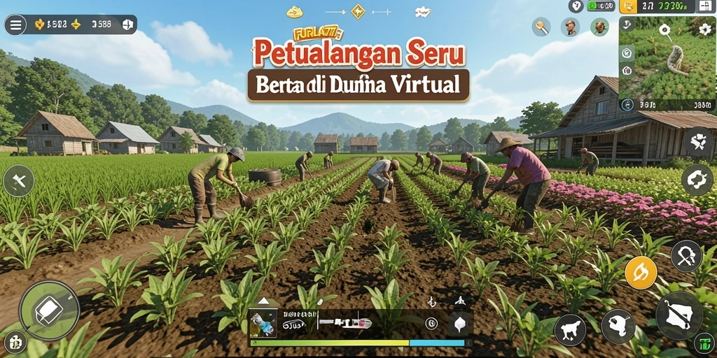 Tampilan gameplay FURLA77 yang menarik dan penuh warna tentang bertani.