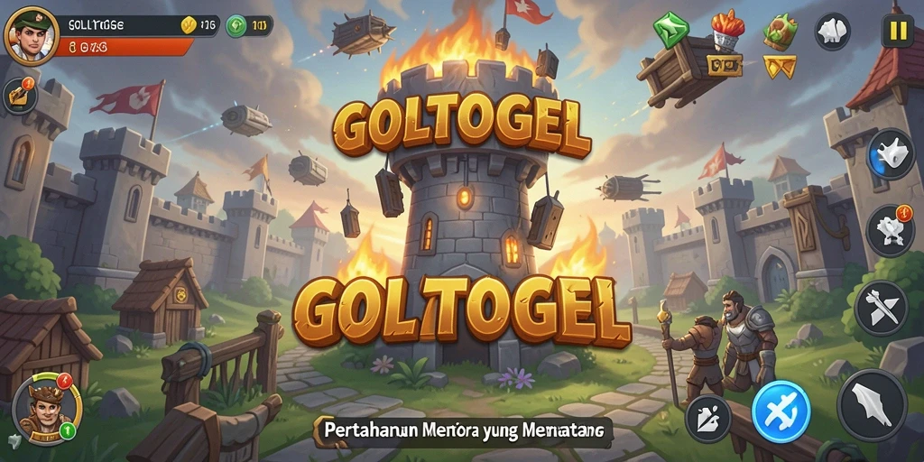 Screenshot GOLTOGEL menampilkan pertempuran seru dalam permainan Tower Defense.