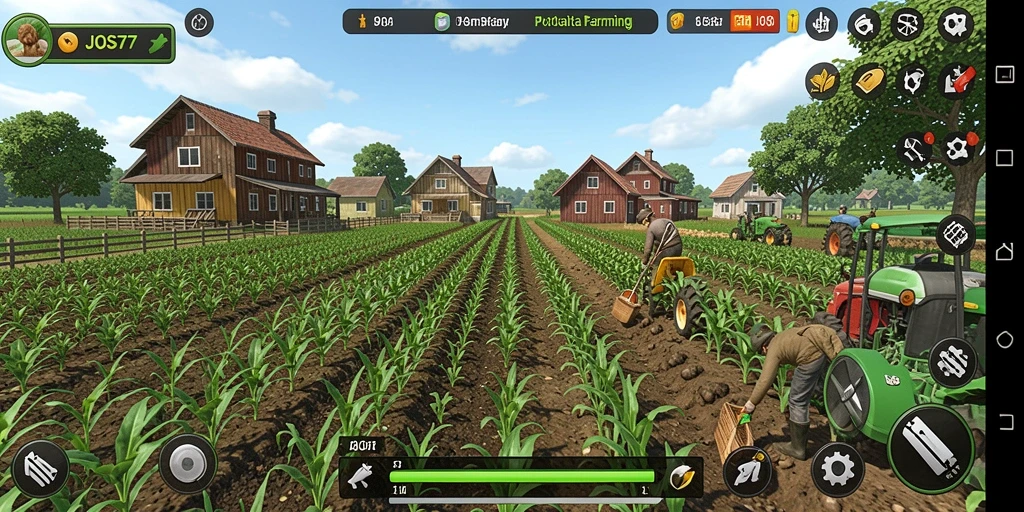 Tampilan gameplay JOS77 dengan aktivitas pertanian yang menarik.