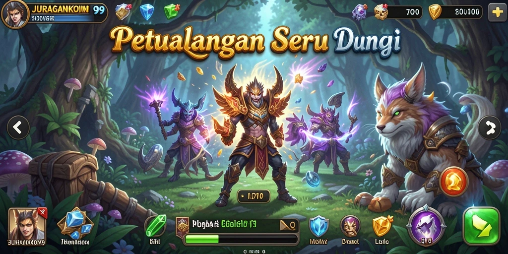Tampilan gameplay seru dari JURAGANKOIN99 di dunia petualangan yang menakjubkan.