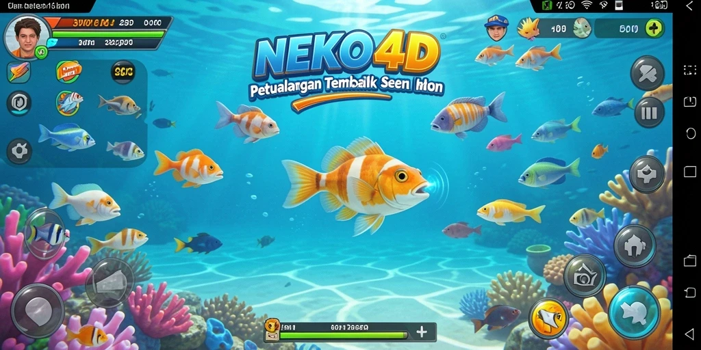 Tangkapan layar NEKO4D menampilkan aksi memancing penuh warna.