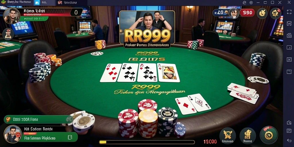 Screenshot RR999 menampilkan suasana seru permainan poker.