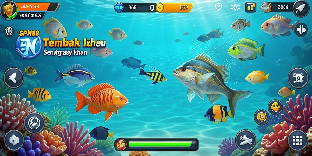 Tampilan gameplay SPN88 dengan aksi menembak ikan yang seru.