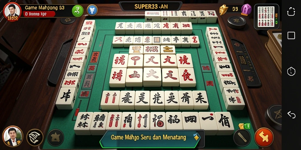 Tangkapan layar SUPER33 menampilkan suasana permainan Mahjong yang seru.