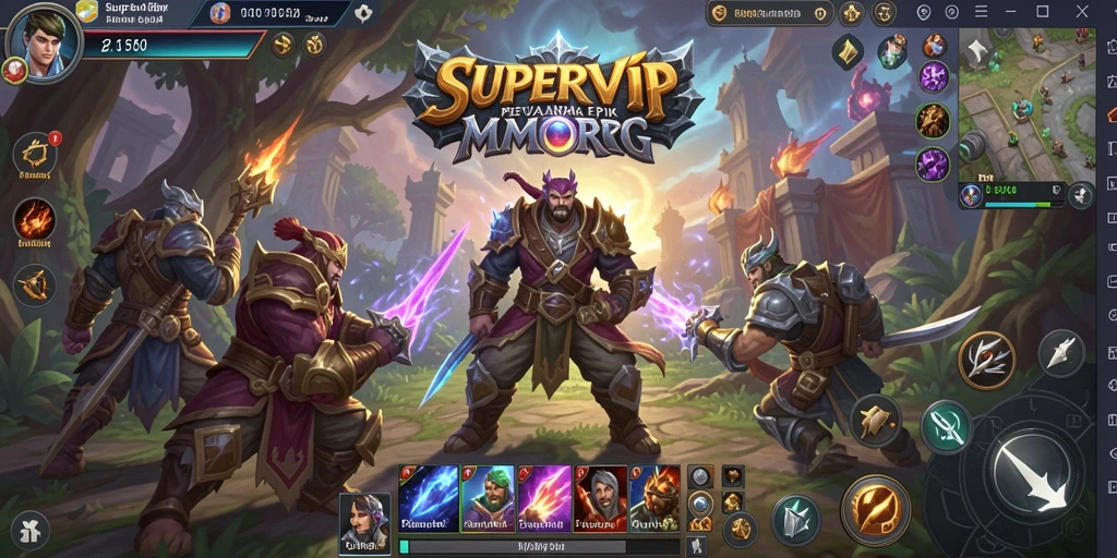 Screenshot gameplay SUPERVIP yang menunjukkan pertarungan epik antar karakter.